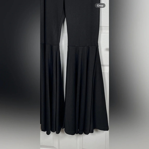 LYANER Casual High Waist Ruffle Flare Pants Wide Leg Solid Stretchy Bell Bottom - Picture 13 of 14